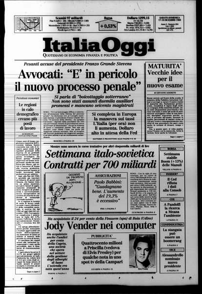 Italia oggi : quotidiano di economia finanza e politica